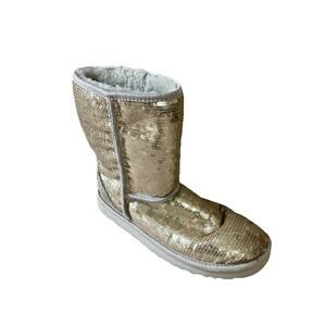 UGG Women’s sequin Sheepskin Lined Boots Sz 8 3161 Classic Short Sparkle Winter